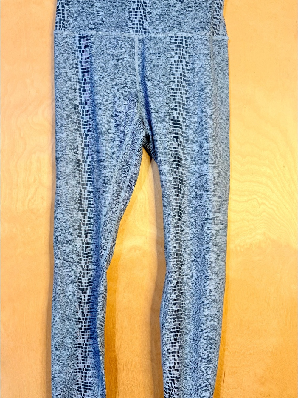 High-Waist Textured Snake Pattern Leggings in Blue